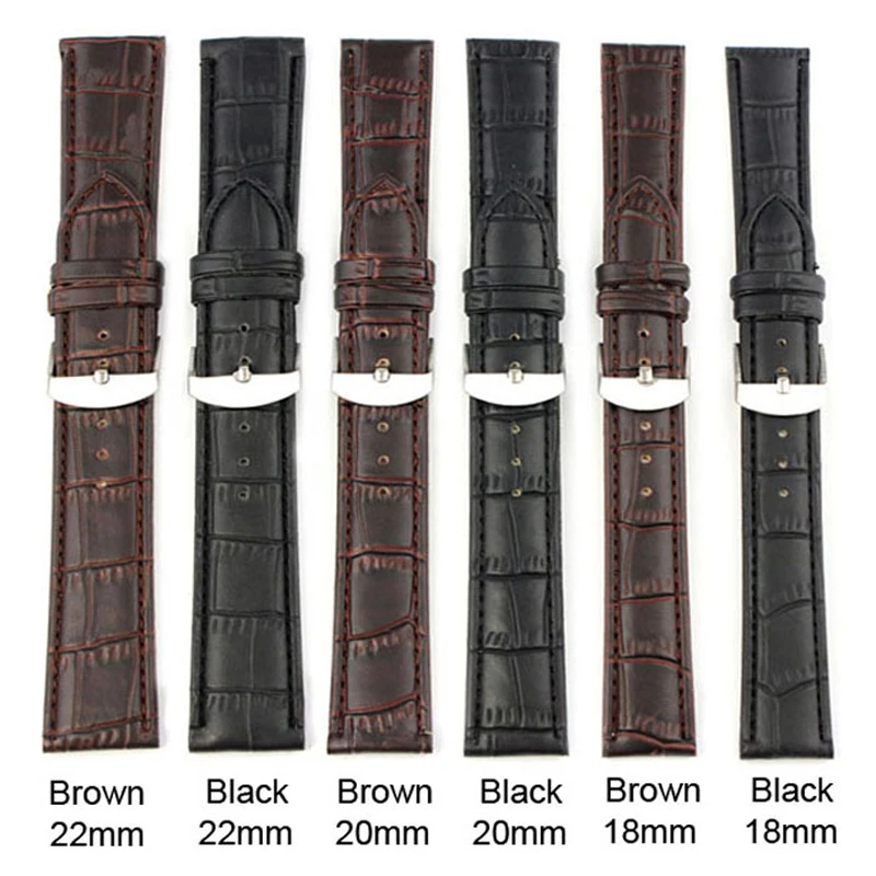 

18~22mm Black Brown PU Watch Strap Steel Buckle Watch Band Soft Strap Band Leather Watchband Watchbands For Men's Women Watch