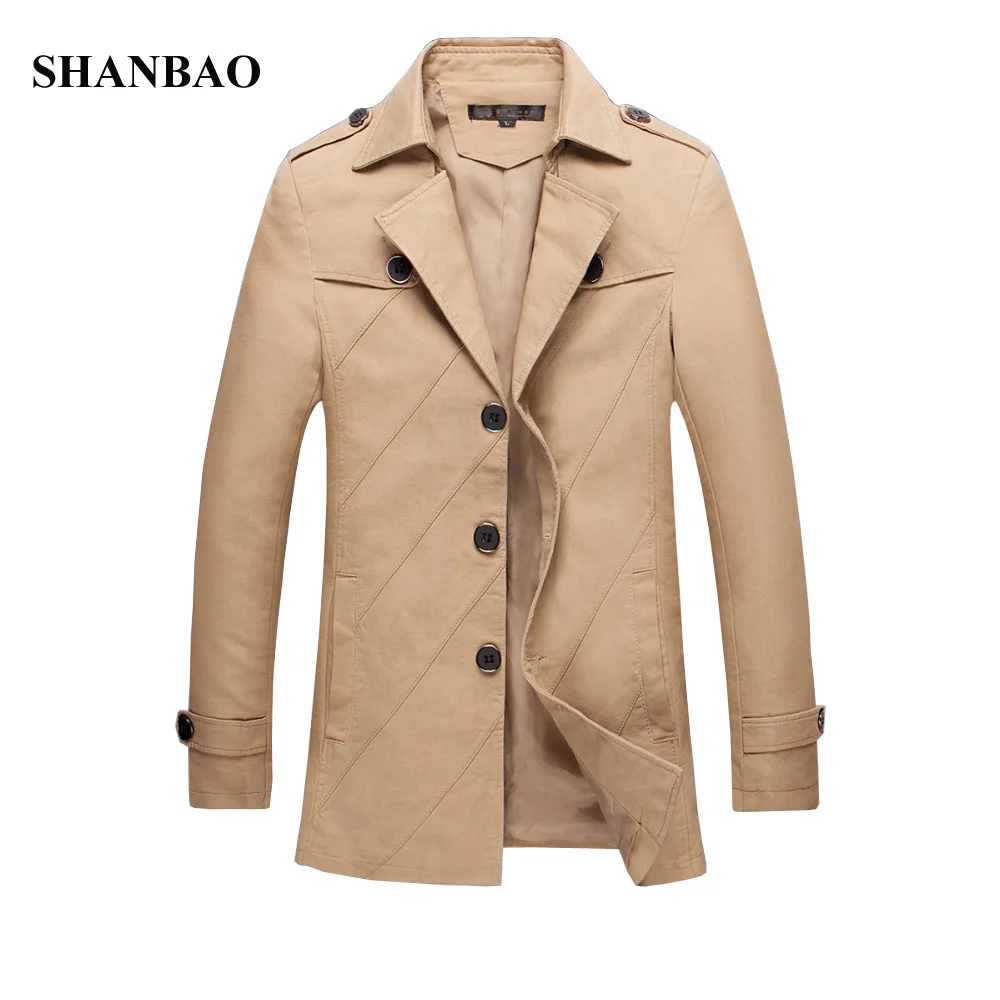Hot Korean Men's Trench Coat Fashion Brand Handsome Single Breasted Mid Long Trench Coat Men