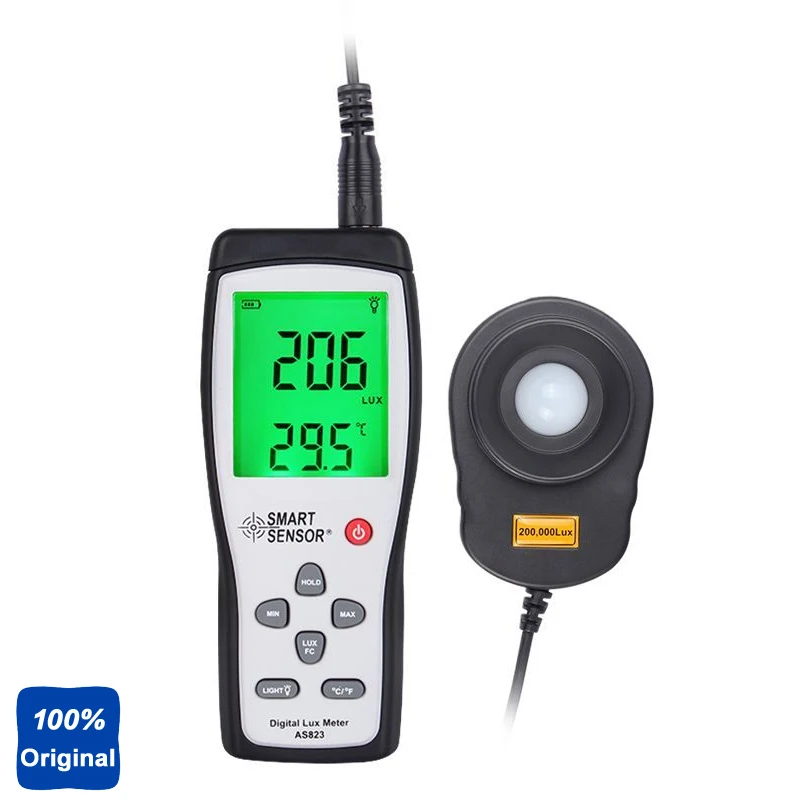 

Digital Lux Meter Light Tester Illuminance Flow Meter Light Measurement 1~100.000lux 100% Original AS823