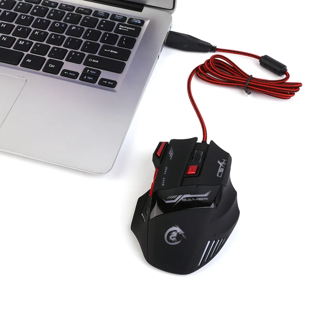 H100 профессиональные игровые мыши устройства Регулируемая 5500 dpi Проводная игровая мышь 7 кнопок Люминесцентная компьютерная мышь для ПК ноутбука