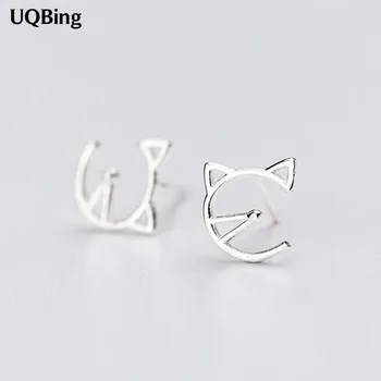 

Fashion 925 Sterling Silver Cat Stud Earrings Jewelry Pendientes Brincos Drop Shipping
