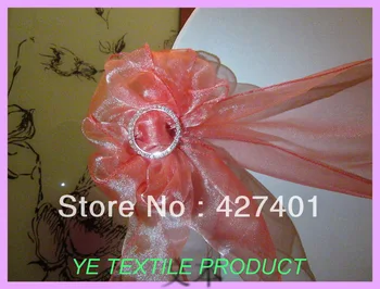 

Peach Sonw Organza Chair Sash For Wedding Event &Party Decoration