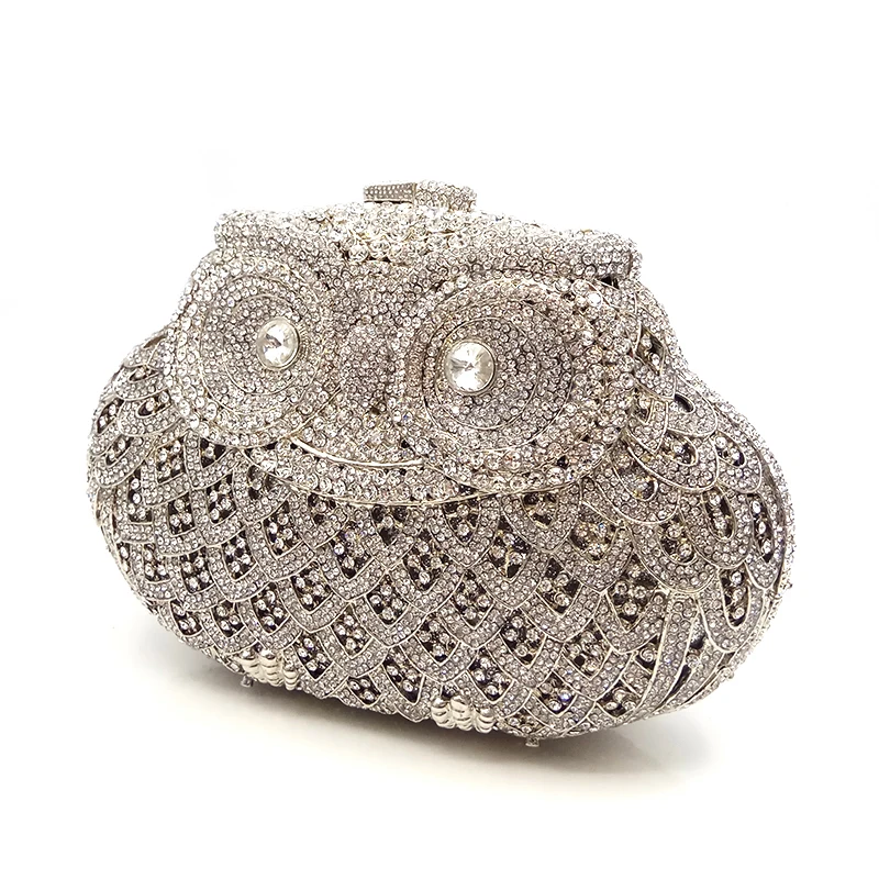 Animal bird design clutch women evening party bag diamonds owl shape crystal purses bridal wedding party crystal clutches