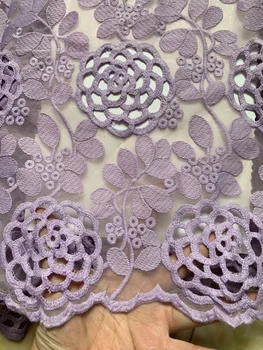 

High Quality Mesh Nigerian Lace Fabrics 2019 Tulle Embroidered African Lace Fabric Guipure French Net Lace Fabric Purple Blue