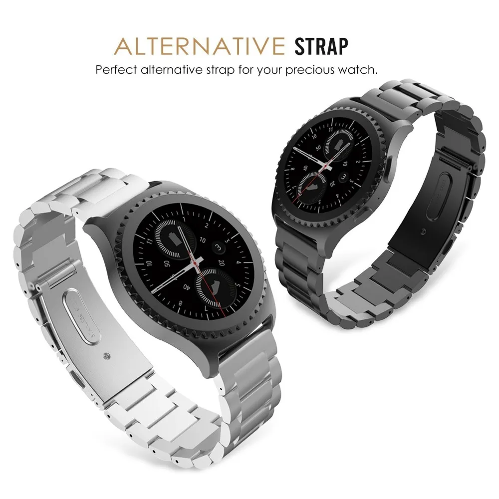 Stainless Steel Smart Watchband Metal Buckle Classic Watch Strap for Samsung Gear S2 SSGS2MS