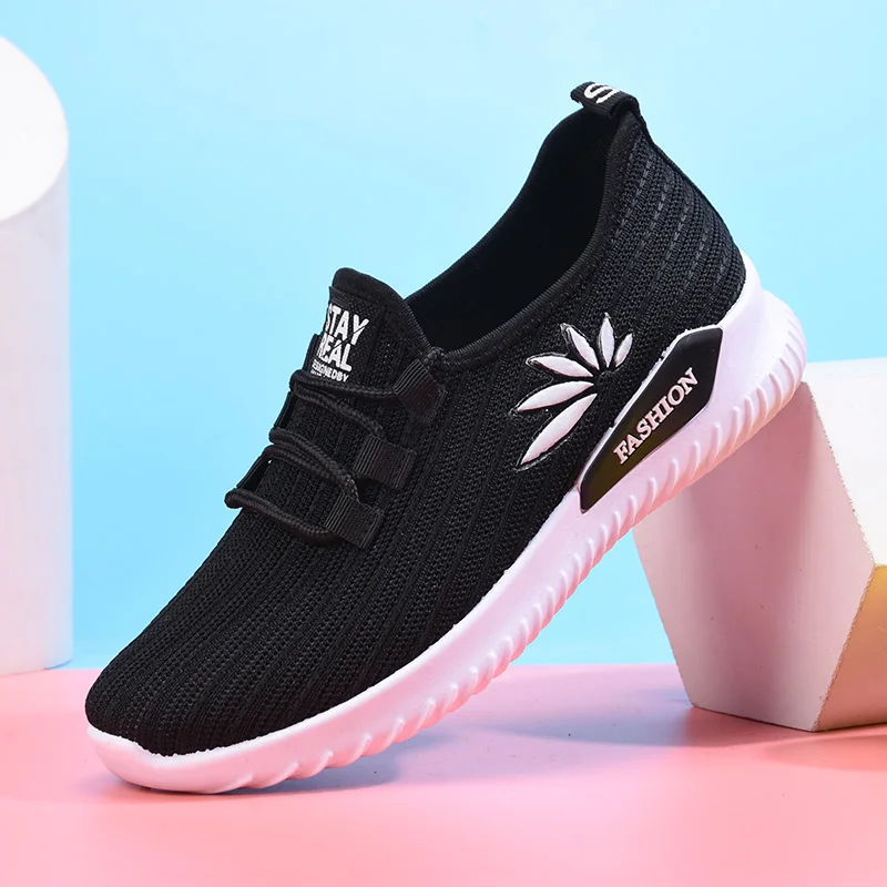 

2019 Spring Women Flats Sneakers Shoes Female Mesh Breathable Casual Shoes Ladies Footwear Fashion Comfortable Ballet Flat Shoes