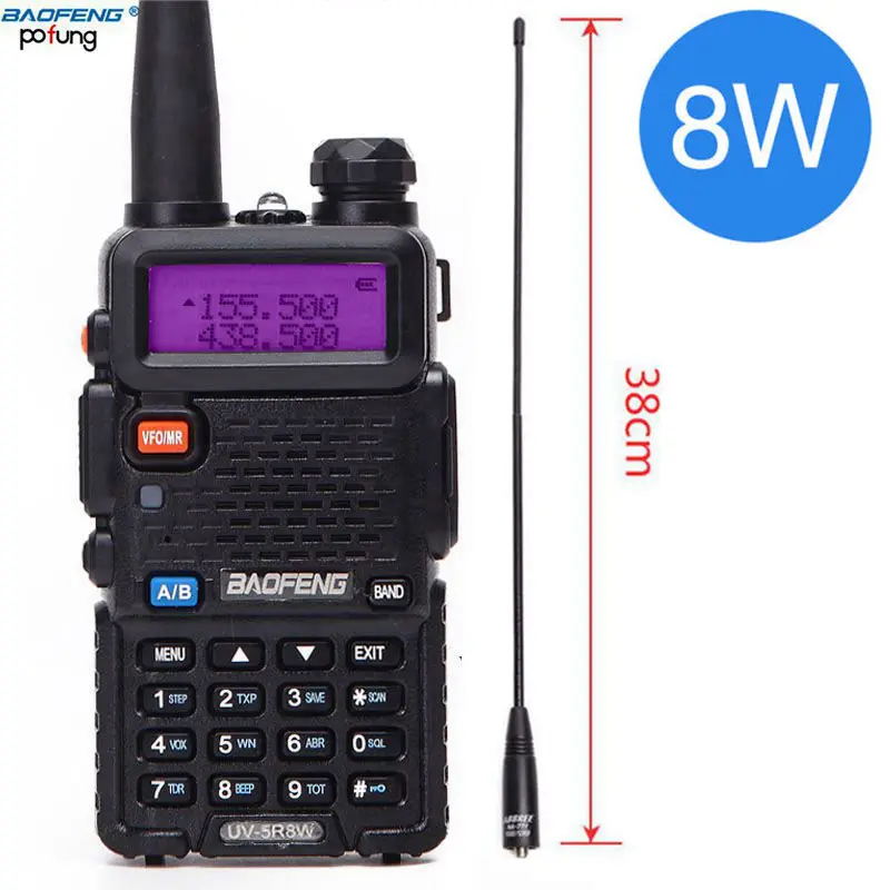 Baofeng UV-5R 8 W высокой Мощность 8 Вт мощная рация 1800 mAh 10 км VHF/UHF диапазона двухстороннее радио uv5r + кабель USB + Динамик Mic