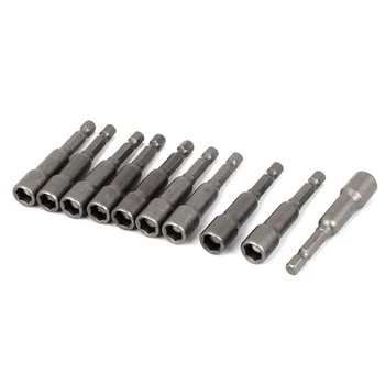 

8mm Hexagon Magnetic Nut Socket Driver Bit Adapter 65mm Long 10 Pcs