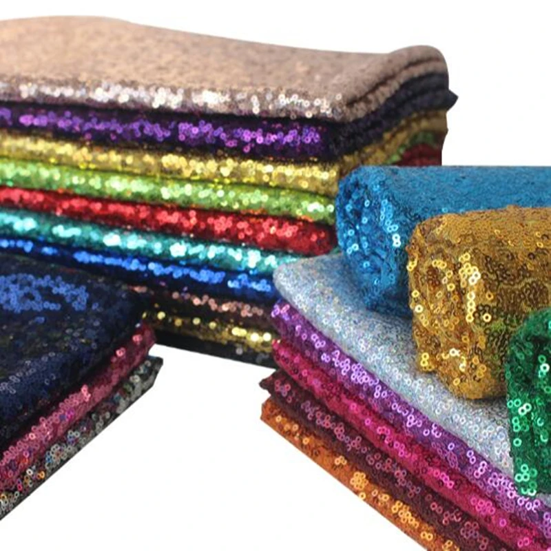 

1PCS Glitzy Embroidery Sequin Fabric Material Gold Silver Sparkly Fabric For Clothsing Making Party Events Table Covers Decor
