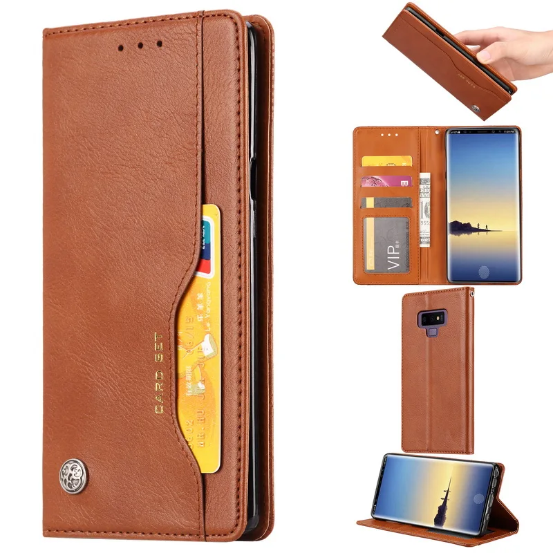 

YISHANGOU Real PU Leather Flip Wallet Phone Case For Samsung Galaxy Note 9 S9 Plus A6 A8 2018 Photo Card Holder Stand Cover Capa