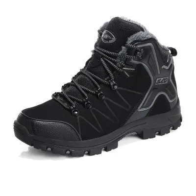 Akexiya; женские зимние ботинки для пешего туризма; обувь для походов и скалолазания; женские кроссовки; дышащие ботинки для горной ходьбы; теплые плюшевые ботинки - Цвет: 8017 Black