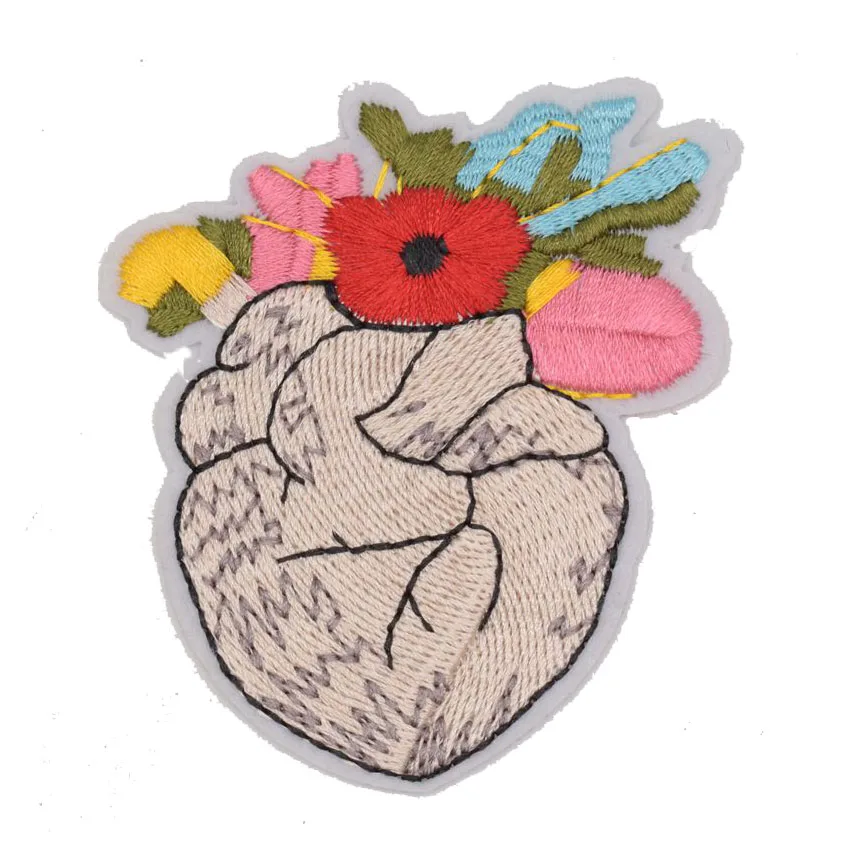 

2018 Real 3d Patches For Clothing 1pcs New Hand Iron On Patch Anatomical Heart Flower Gift For Doctor Nurse Grunge Patches