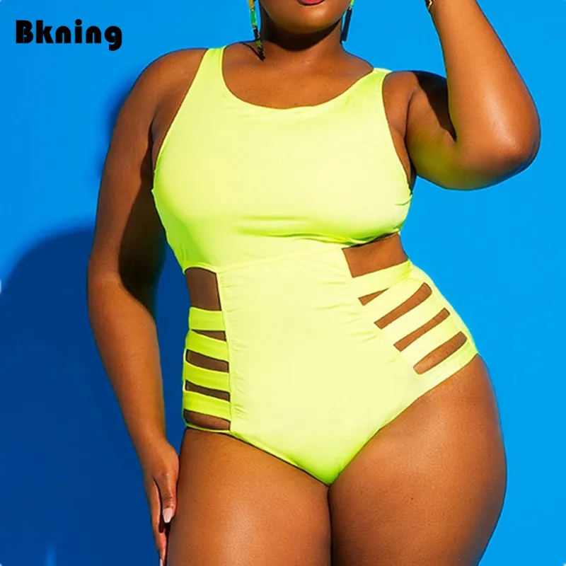 

4XL Yellow Swimsuit One Piece Plus Size Bathing Suits Womens Sexy Big Swimwear Onepiece High Neck Large Red XL 3XL