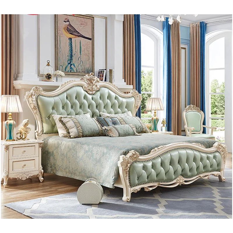 King Size Solid Wood Hand-carved Antique Bedroom Furniture Set With Bed,bedside Table, Dressing Table, Dressing Chair
