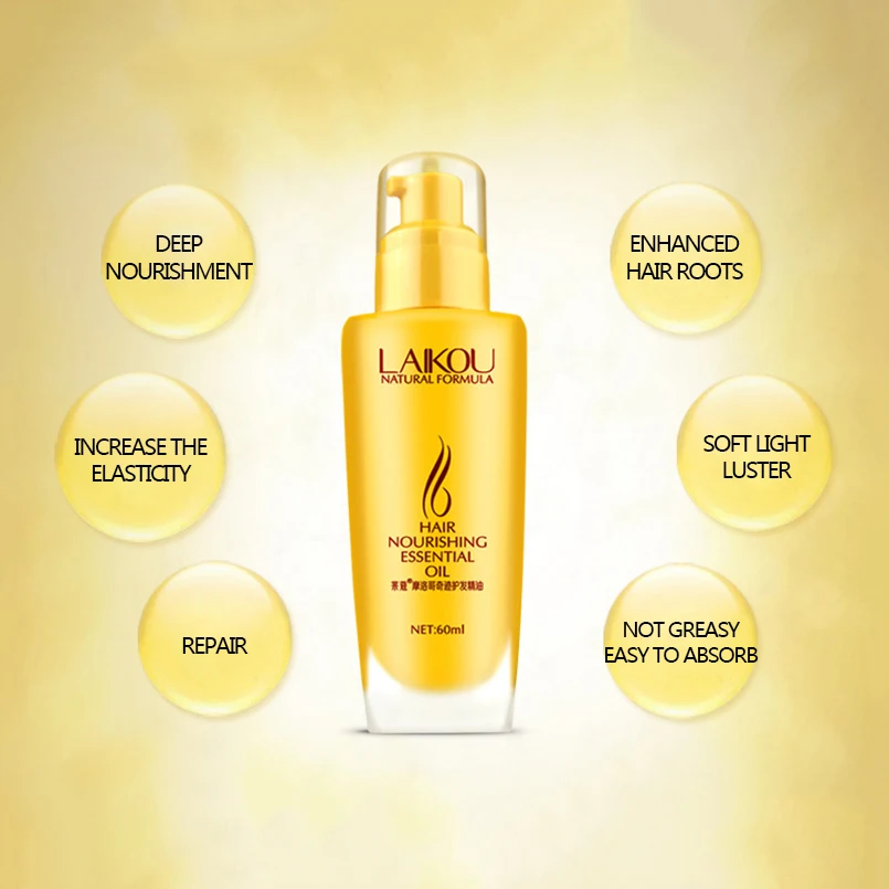 LAIKOU Brand 60ml Morocco Argan Oil Hair Care Dry Damaged Repair Treatment Nourishing Essential Oil Hair Loss Products Maquiagem LAIKOU Brand 60ml Morocco Argan Oil Hair Care Dry Damaged Repair Treatment Nourishing Essential Oil Hair Loss Products Maquiagem