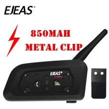 EJEAS V6 Pro Интерком шлем Bluetooth гарнитура 850 мАч Intercomunicador микрофон металлический зажим MP3 gps 1200 м для 6 гонщиков