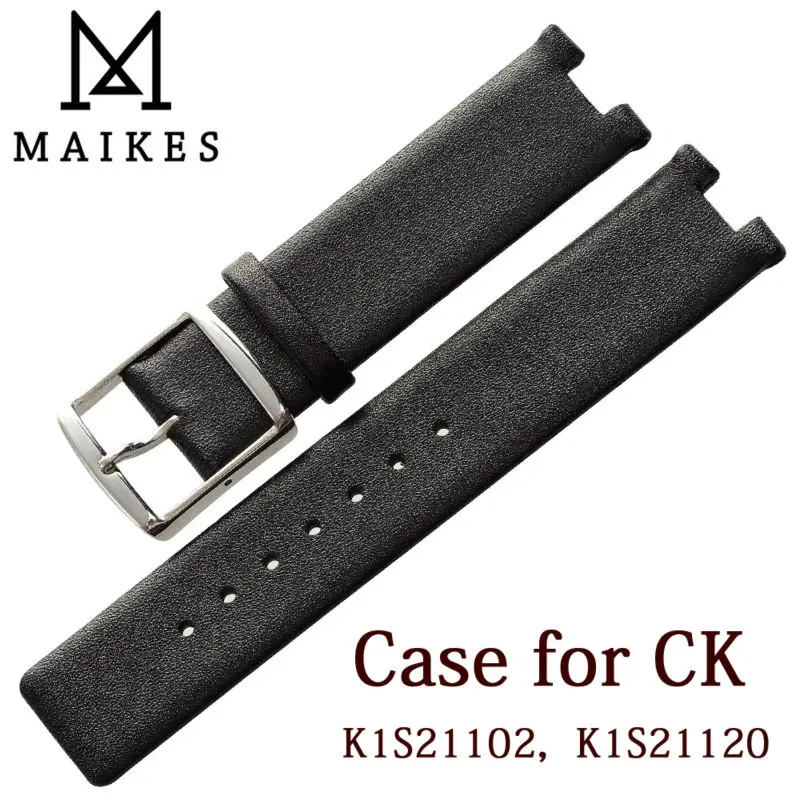 

MAIKES Good Quality Black Genuine Leather Watchbands Pin Buckle Watch Strap Band For CK Calvin Klein K1S21102 K1S21120
