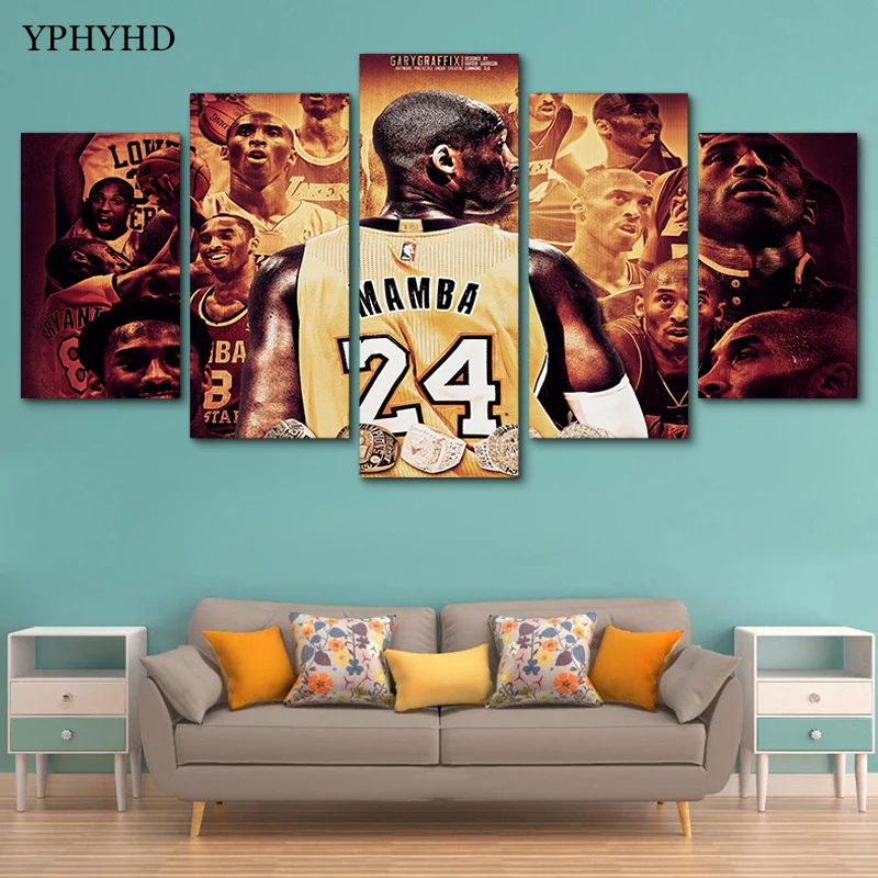 YPHYHD 5 Piece NBA Canvas Paintings Wall Pictures Wall Art Modern