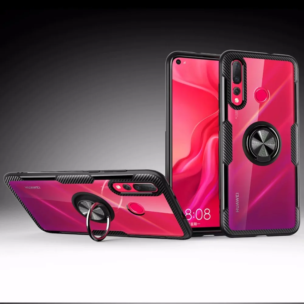 50 шт./лот кольцо прозрачный TPU+ PC+ оборудования пластиковый чехол для huawei Honor 7X 8X 8X Max 10 играть V20 Nova 4 чехол