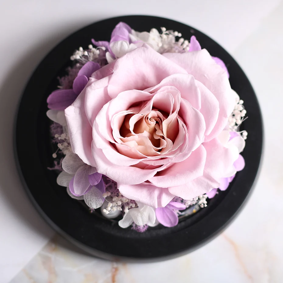 Сушеные цветок розы в колбу Красавица и Чудовище светодиодный свет в Стекло купол для мамочек День святого Валентина подарки Свадебная