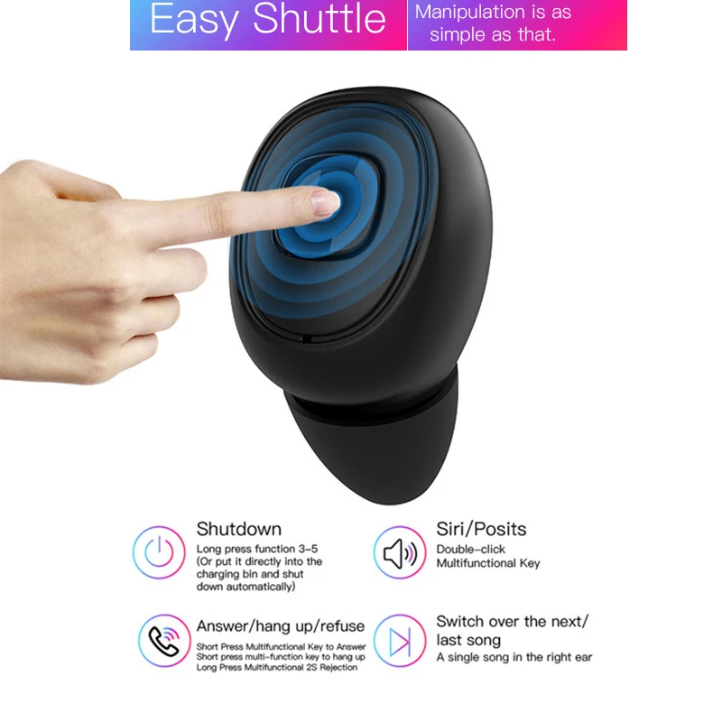 Bluetooth 5 0 Earphones TWS Wireless Earphone Handsfree Sports In Ear Earbuds intelligent Gaming High Fidelity Bass Headset