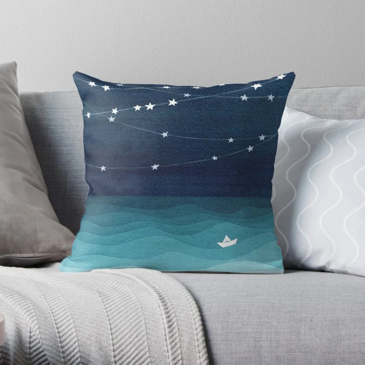 

Garland of stars teal ocean Pillow Covers Cases Pattern Nordic Cover Cushion Pillowcase Square Print