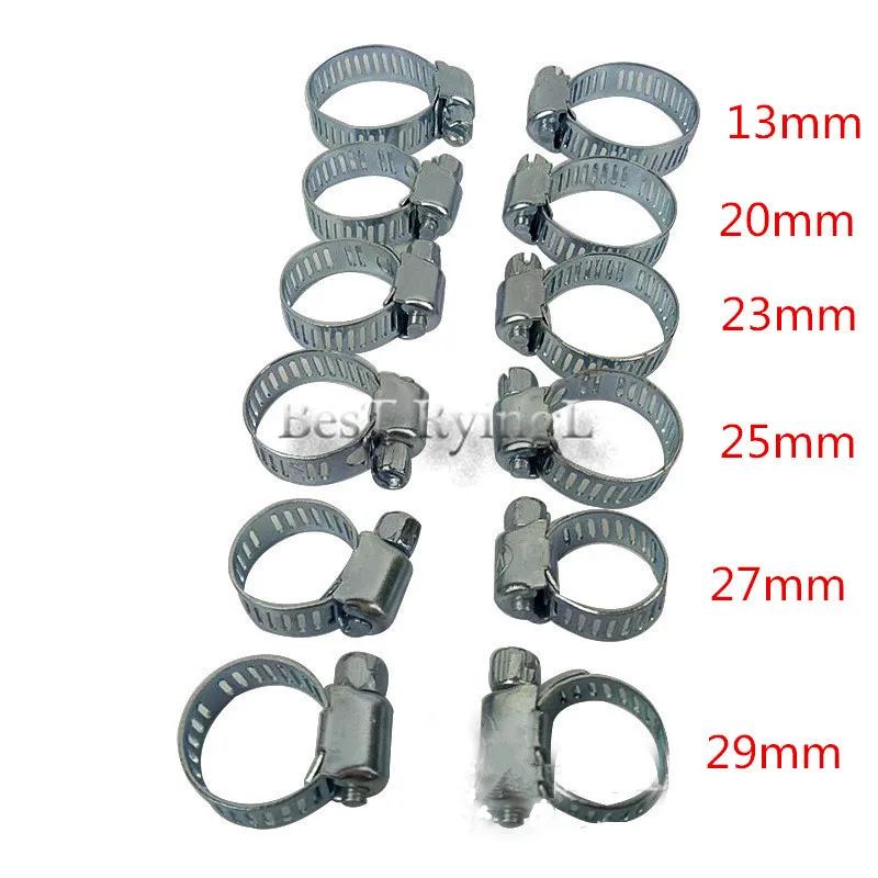 12pcs Stainless Steel Drive Hose Clamp Tri Adjustable Fuel Line Pipe Worm Gear Clip Tube Fasterner Spring | Автомобили и