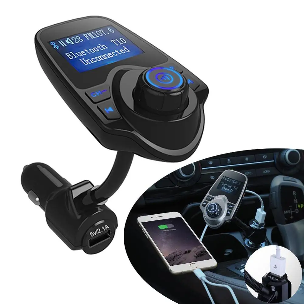 Автомобильный MP3-плеер FM передатчик Bluetooth Handsfree car комплект Беспроводной радио аудио адаптер USB Зарядное устройство TF слот для карт памяти флэш-накопитель Порты и разъёмы