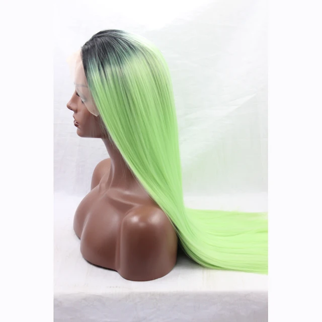 Straight Beautiful Synthetic Ombre Light Green Wig Hairstyles For Black Women Two Tone Silky Soft Lace Front Wig Heat Resistant On Aliexpress Com