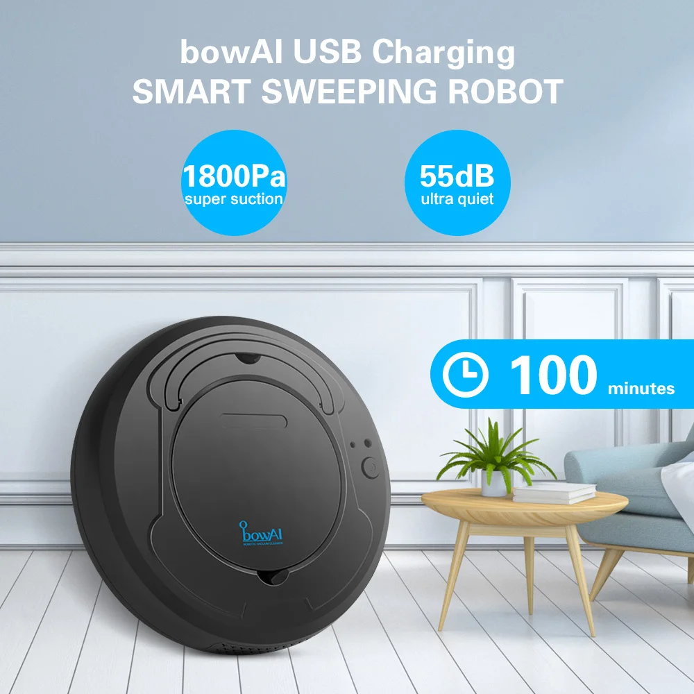 

1800Pa Smart Sweeping Robot USB Charging Three Cleaning Modes Lazy People Cleaning Tools Intelligent Sweeper Low Noise