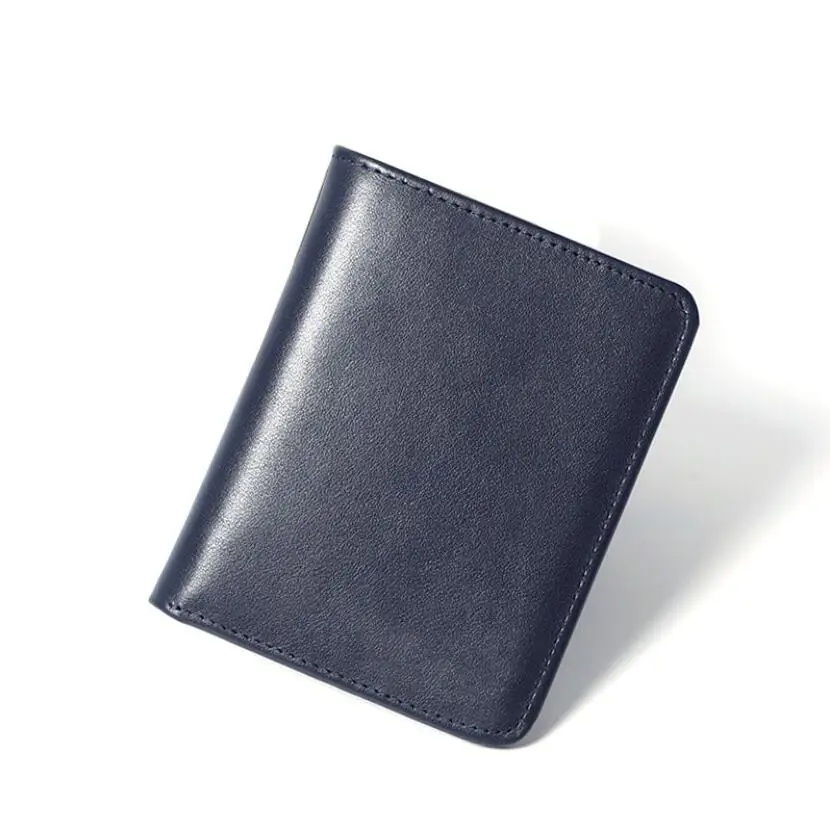 

New Short Men's Wallets Genuine Leather Men Purse Short Small Wallet Mens Money Bag Card Holder For Male Black Brown Blue