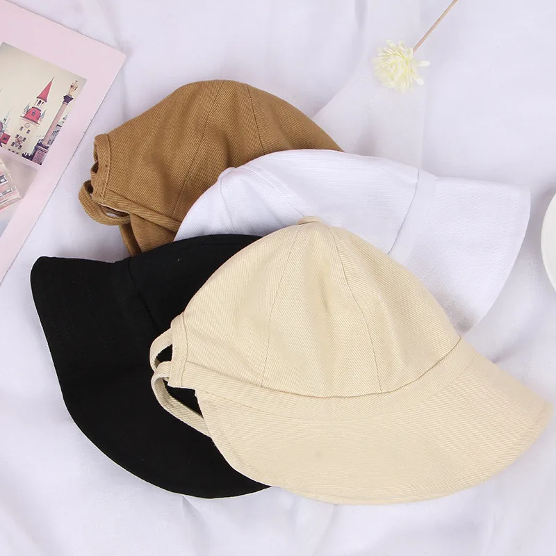 

Women Ribbon Solid Bucket Hats Foldable Outdoor Sport Summer Sunscreen Fashion Casual Simple Bucket Hats for Female