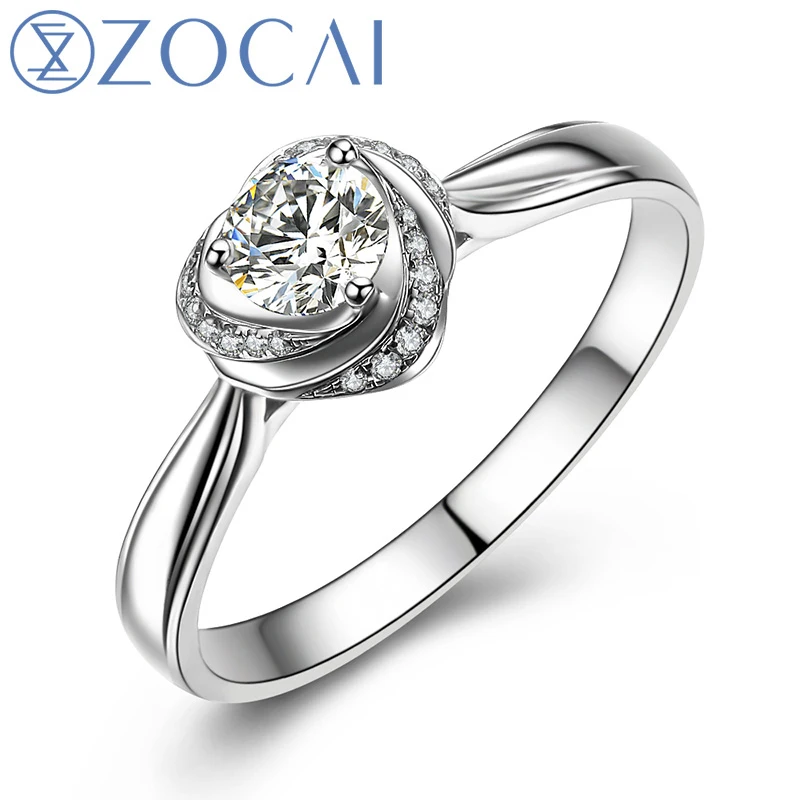

ZOCAI Natural 0.24 Ct Certified I-J/VS Center Diamond with 0.06 Ct Side Diamond 18K White Gold Engagement Women Ring JBW01216