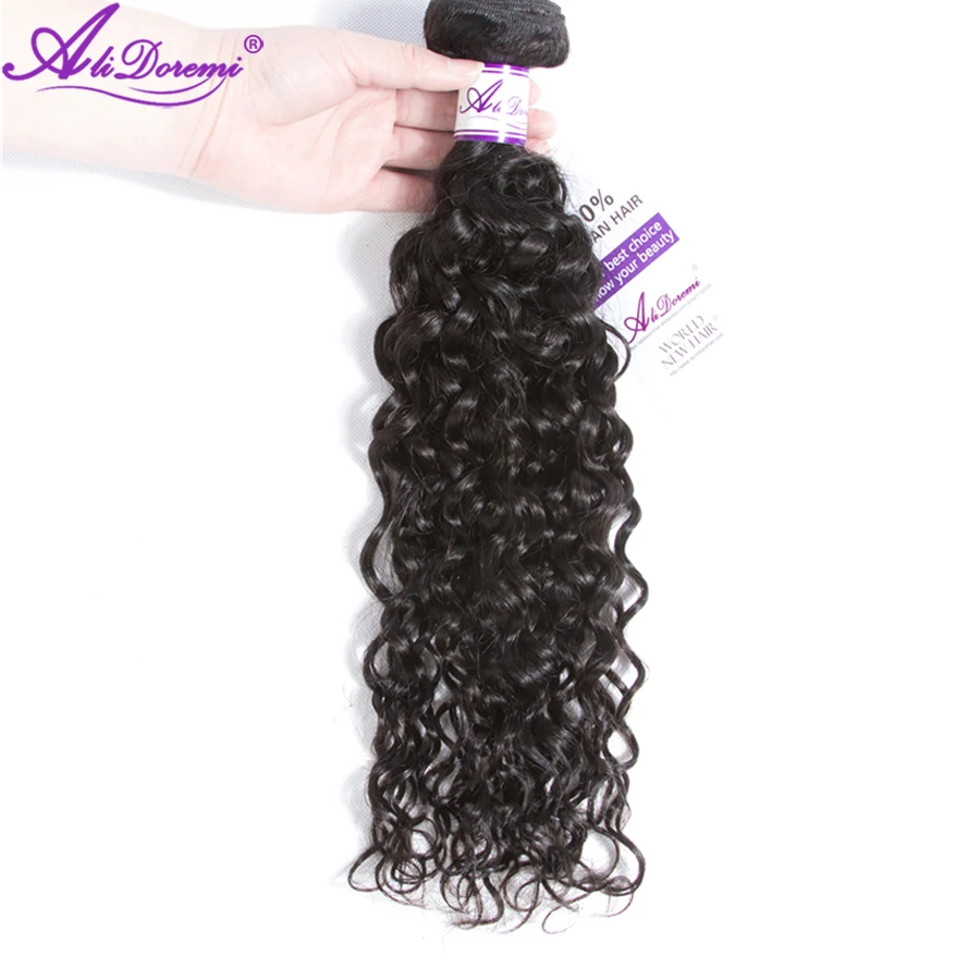 

Alidoremi Peruvian Water Wave Bundles 100% Human Hair Weaving Natural Color Non-Remy Hair Extension 8-28inch