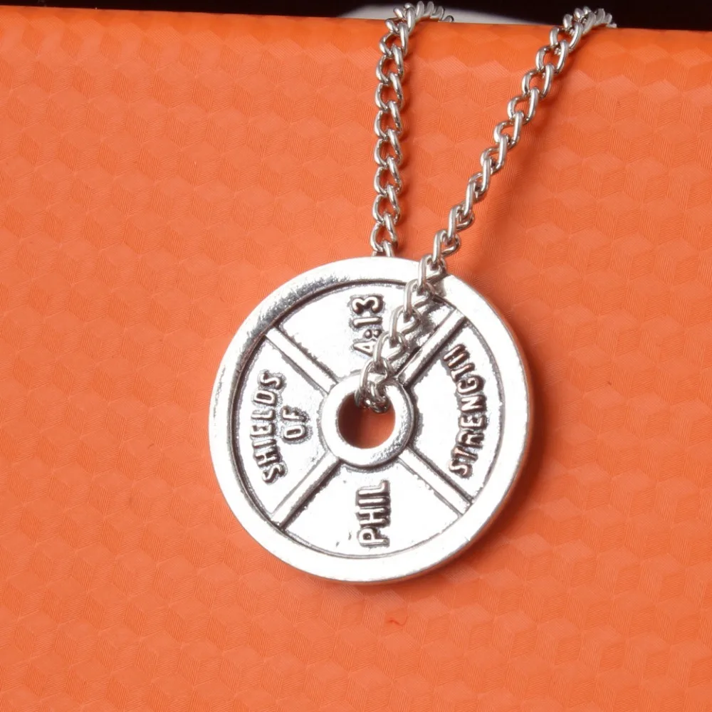 

Alloy Fitness Necklace Weight Plate Barbell Dumbbell Weightlifting Bodybuilding Crossfit Exercise Jewelry