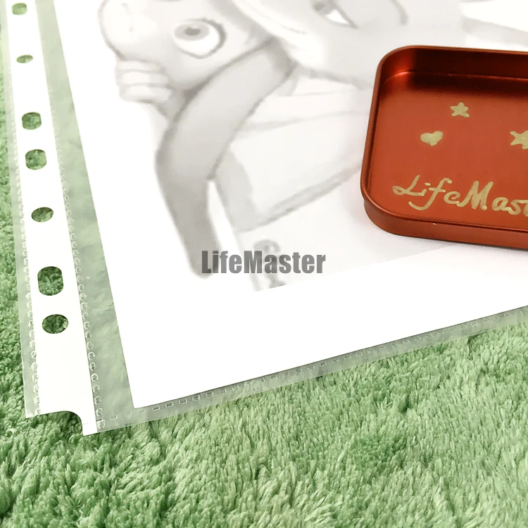 LifeMaster 11 отверстий с отрывными листами пластиковая папка 100 страниц/lot(ультра-тонкий) A4 Размеры Сумка для документов “гравюра” протектор листа