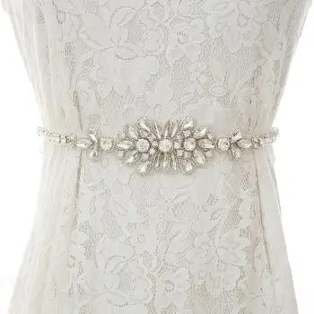

Silver Rhinestone Flower Wedding Belt Bridal Belt Crystal Bridal Sash For Bridal Dresses S192S