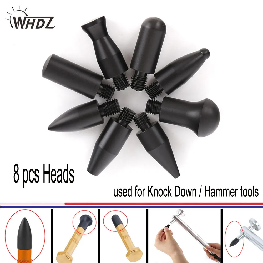 PDR Tool Set Aluminum Knock Down Tools Tap Down Pen With 9 Heads Delrin Knock Pen For Car Dent Remover Paintless Hail Removal