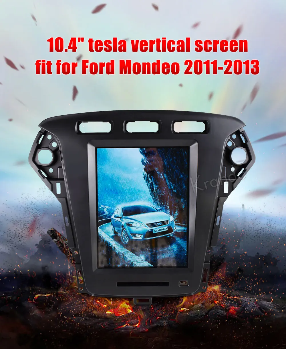 Discount Krando Android 8.1 10.4" Tesla Vertical screen for FORD Mondeo 2011-2013 car radio navigation dvd entertainment system player 0
