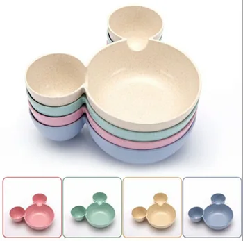 

Infant Kid Bowl Dishes Cartoon Mouse Lunch Box Kid Baby Children Baby Rice Feeding Bowl Plastic Snack Plate Tableware