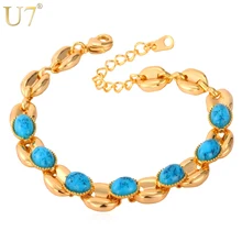U7 Позолоченный Бирюза Браслет Турецкие Ювелирные Изделия Оптом Браслет-Цепочка С Камнями Для Женщин H613