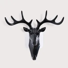 Черная голова оленя самоклеющиеся крючок для ключей пальто шляпа кепки вешалка стеллажи украшения комнаты стены мешок ключи липкий держатель
