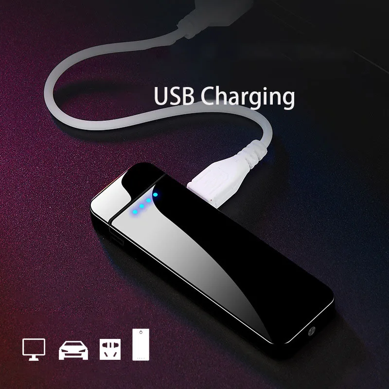 Креативный встряхивание чтобы зажигать сигарету тонкая USB ветрозащитная двойная