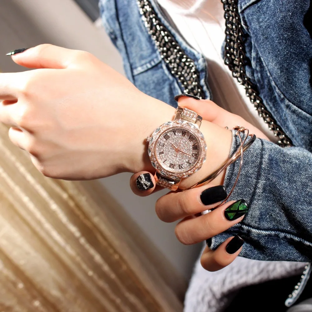 Римские цифры, женские кварцевые часы с бриллиантами, известный бренд, элегантные нарядные часы, дамские стразы, наручные часы, Relogios Femininos