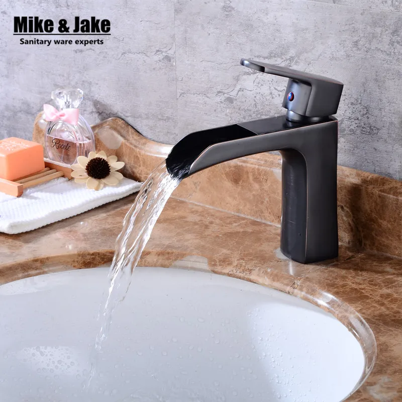 

Black ORB waterfall faucet bathroom single handle blackend basin mixer sink tap cold and hot mixer tap basin mixer waterfall tap