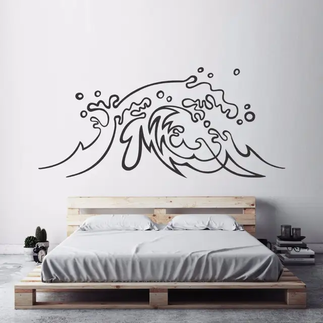 Us 8 32 Nautical Design Wall Sticker Ocean Wave Vinyl Wall Decal Surf Art Home Bedroom Decor Beach Theme Sea Waves Wall Murals Ay1494 In Wall