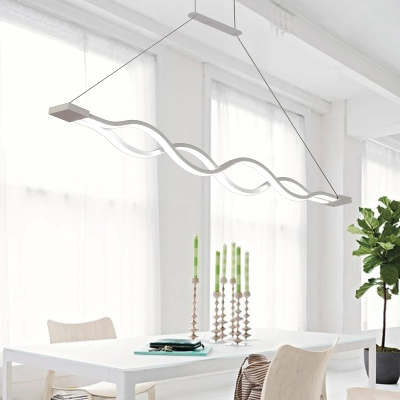 Светодиодный ная волнистая люстра длинная лампа для кухни гостиной ресторана