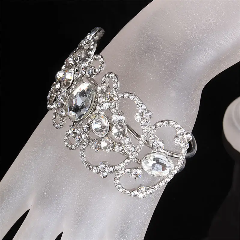 SLBRIDAL прозрачный браслет для невесты браслет горный хрусталь кристалл жемчуг стрейч браслет свадебные аксессуары для вашей свадьбы - Окраска металла: Model 1