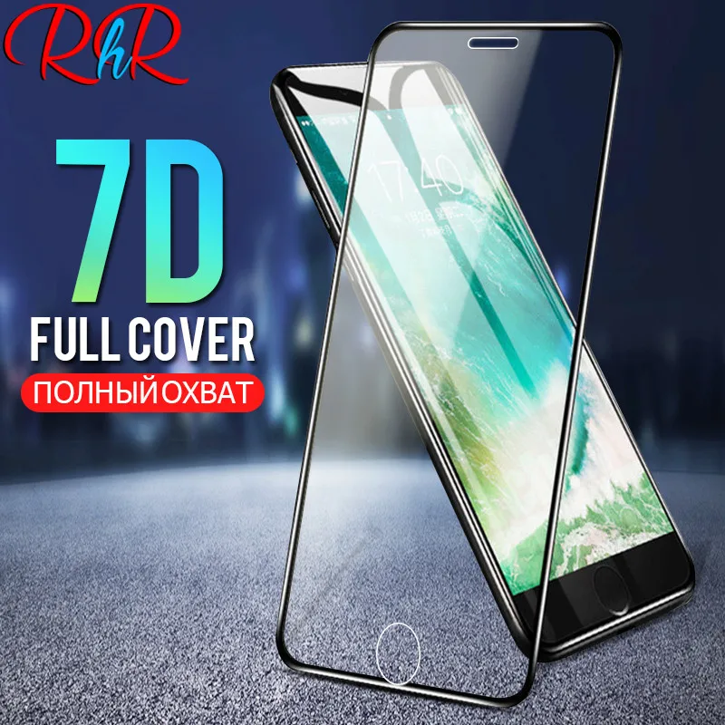 

RHR 7D Tempered Glass on the For iPhone 6 6s Plus 7 8 Screen Protector Full Cover Protective Glass For iPhone 8 7 Plus 6 6s Film