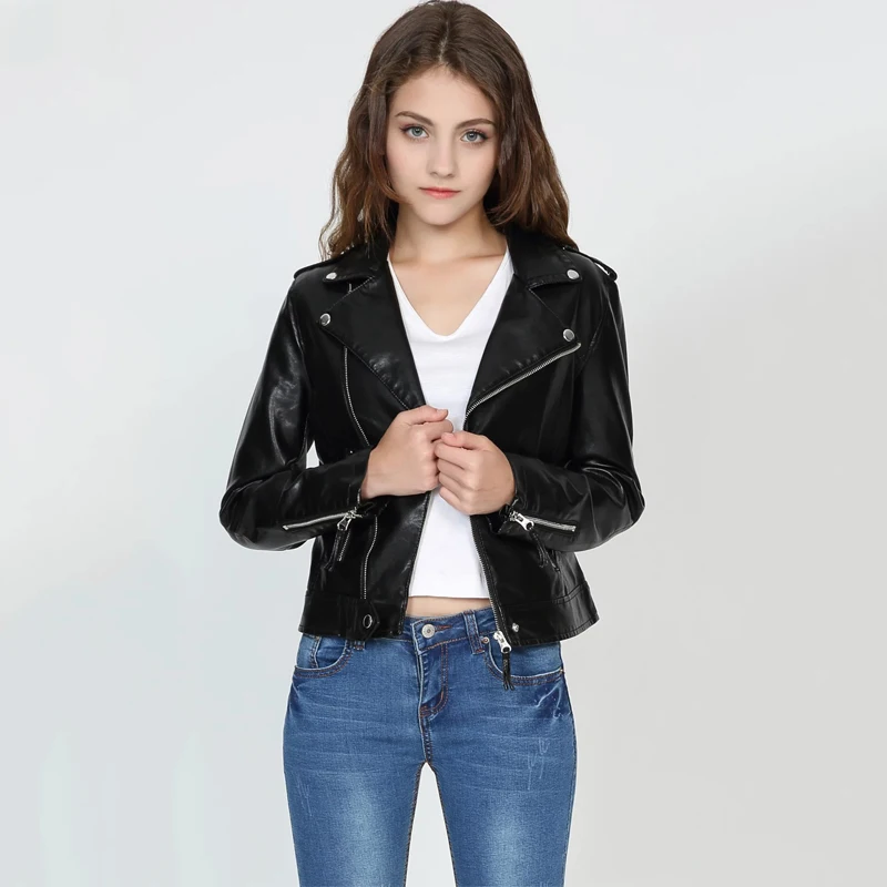 Куртка TMODA294 женская из искусственной кожи верхняя одежда на молнии